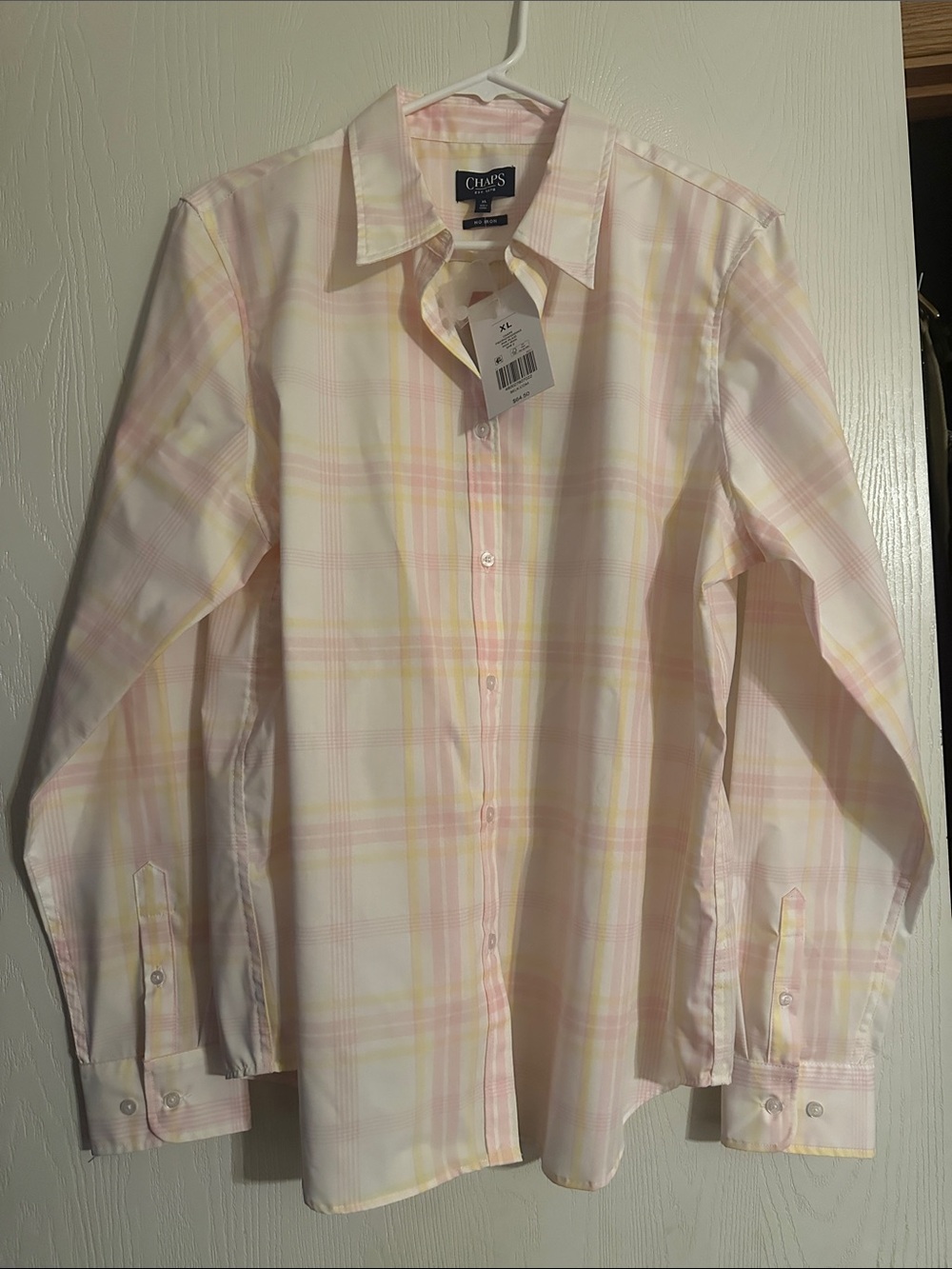 Chaps Men's Plaid Button-Down Shirt - Pink & Yellow